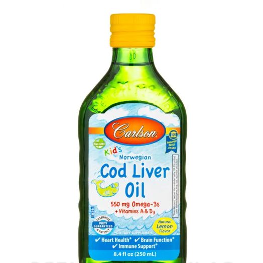 Carlson Labs Carlson for Kids Cod Liver Oil, Natural Lemon Flavor - 8.4 fl. oz (250 ml)