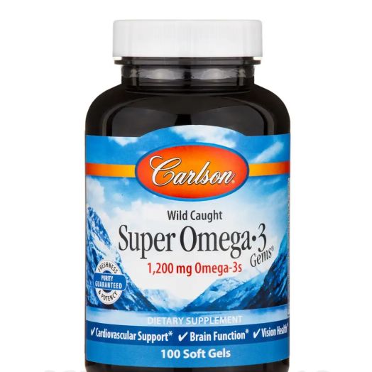 Carlson Labs Super Omega-3 Gems 1200 mg (Wild Caught) - 100 Soft Gels