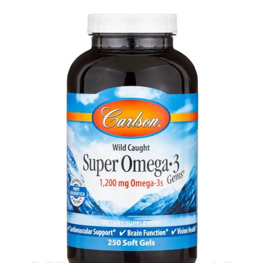 Carlson Labs Super Omega-3 Gems 1200 mg (Wild Caught) - 250 Soft Gels