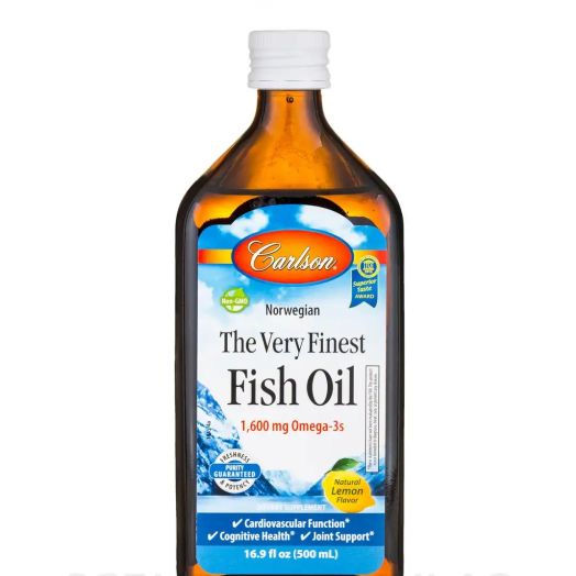 Carlson Labs The Very Finest Fish Oil 1600 mg, Natural Lemon Flavor - 16.9 fl. oz (500 ml)