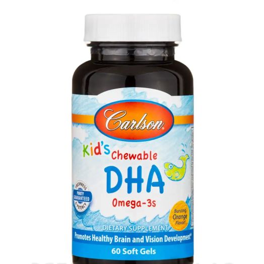 Carlson Labs Kid's Chewable DHA, Bursting Orange Flavor - 60 Soft Gels