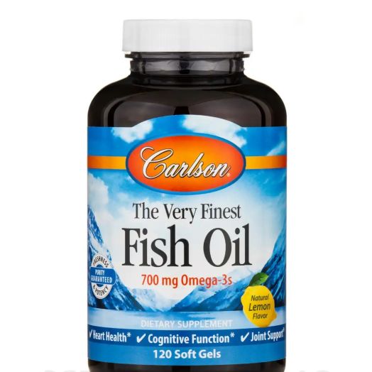 Carlson Labs The Very Finest Fish Oil 700 mg, Natural Lemon Flavor - 120 Soft Gels