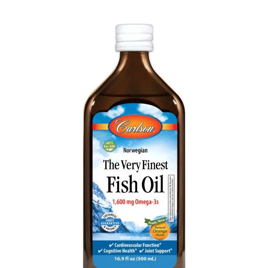 Carlson Labs The Very Finest Fish Oil 1600 mg, Natural Orange Flavor - 16.9 fl. oz (500 ml)