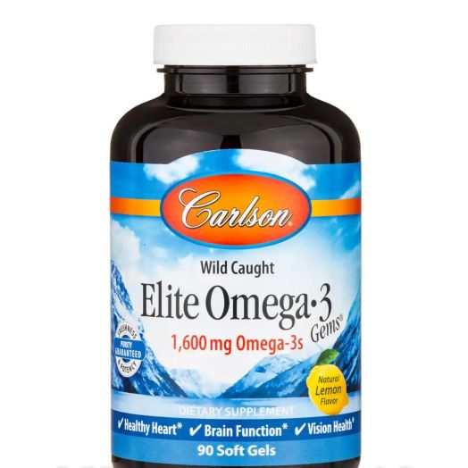 Carlson Labs Elite Omega-3 Gems 1600 mg, Natural Lemon Flavor - 90 Soft Gels