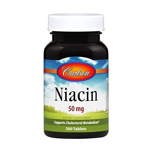 Carlson - Niacin, 50 mg, Supports Cholesterol Metabolism, Energy Production, Heart Health, Nerve Function, 300 Tablets