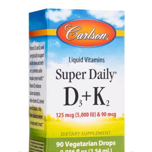 Carlson Labs Super Daily D3 + K2 (125 mcg / 5000 IU & 90 mcg) - 90 Drops (0.086 fl. oz / 2.54 ml)