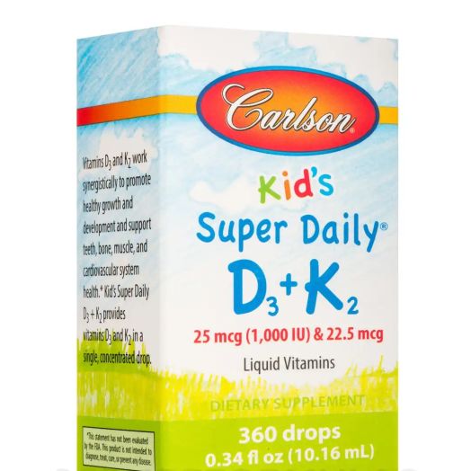 Carlson Labs Kid's Super Daily D3 + K2 (25 mcg / 1000 IU & 22.5 mcg) - 0.34 fl. oz (10.16 ml)