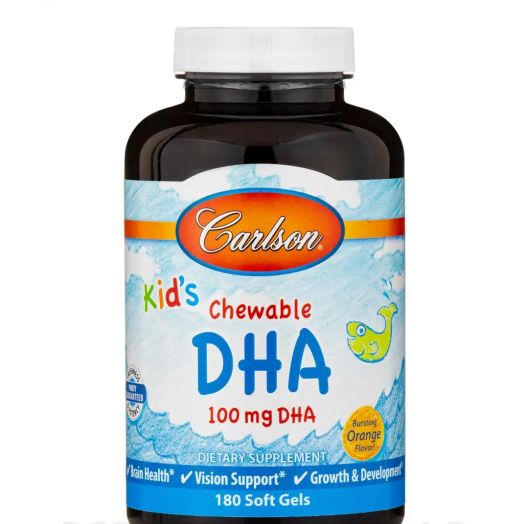 Carlson Labs Kid's Chewable DHA, Bursting Orange Flavor - 180 Soft Gels