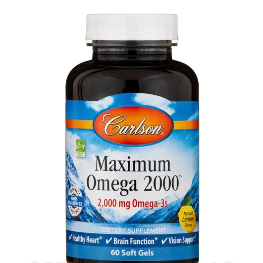 Carlson Labs Maximum Omega 2000, Natural Lemon Flavor - 60 Soft Gels