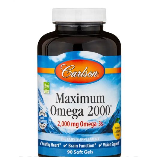 Carlson Labs Maximum Omega 2000, Natural Lemon Flavor - 90 Soft Gels