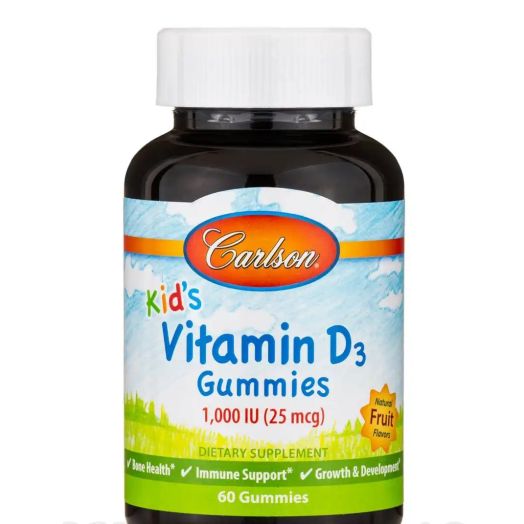 Carlson Labs Kid's Vitamin D3 Gummies, Natural Fruit Flavors - 60 Gummies
