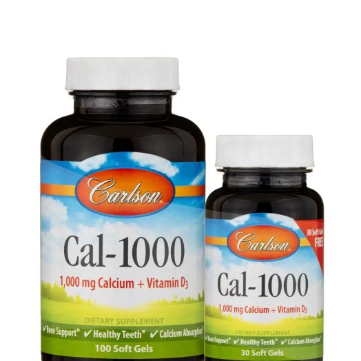 Carlson Labs Cal-1,000 with Vitamin D3 - 100 + 30 Soft Gels