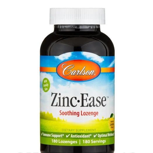 Carlson Labs Zinc-Ease, Natural Lemon Flavor - 180 Lozenges