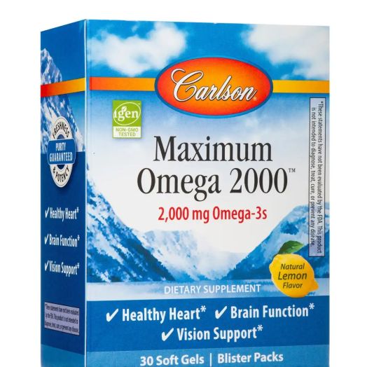 Carlson Labs Maximum Omega 2000, Natural Lemon Flavor (Blister Packs) - 30 Soft Gels