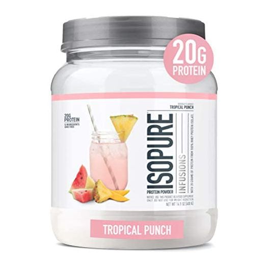 Isopure Protein Powder, Gluten Free, Whey Protein Isolate, Post Workout Recovery Drink Mix, Prime Drink, Infusions- Tropical Punch, 16 Servings