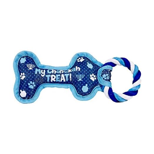 Rite Lite Hanukkah Bone Squeaky Dog Toy - Hanukkah Gifts for Dog Owners, Decorations, Goodie Bag Rewards Jewish Holiday Party Favors Toys Accessories Judaica Decor for All 8 Nights of Chanukah!