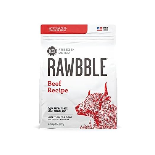 BIXBI Rawbble Freeze Dried Dog Food, Beef Recipe, 26 oz - 98% Meat and Organs, No Fillers - Pantry-Friendly Raw Dog Food for Meal, Treat or Food Topper - USA Made in Small Batches
