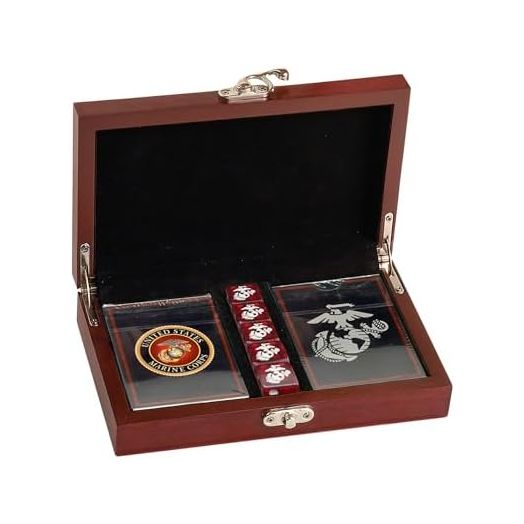 USMC Playing Cards with Marine Corps Dice Gift Set - Show Your Marine Pride with This Officially Licensed Deck and Dice Combo - Great Gift for Marines