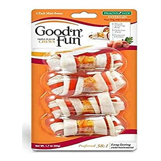 Good 'N' Fun Triple Flavor Mini Rawhide Chews, 4-Count