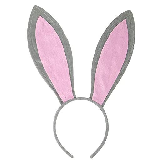 Funcredible Bunny Ears Headband, Plush, Bunny Cosplay Costume Accessories for Kids and Adults (Gray + Pink)