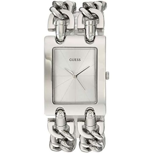 GUESS Women's Silver-Tone Multi-Chain Bracelet Watch with Self-Adjustable Links. Color: Silver-Tone (Model: U1117L1)