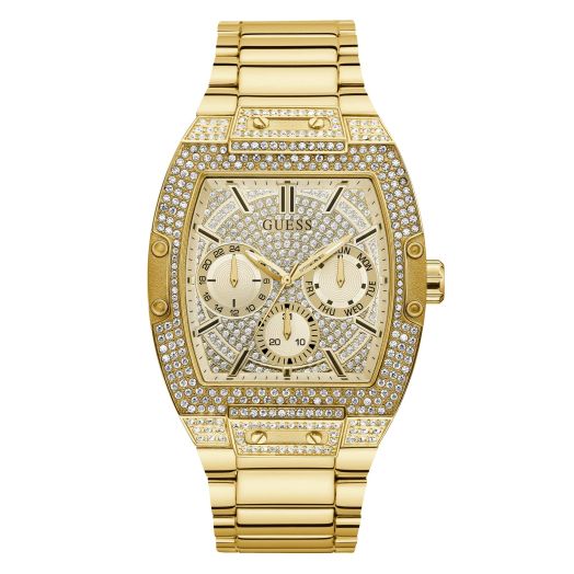 GUESS Men Quartz Watch with Stainless Steel Bracelet, Golden, 24 (Model: GW0094G2)