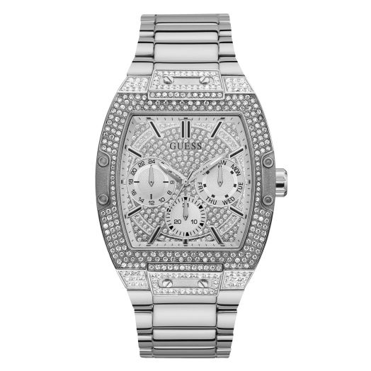 GUESS Men's Analog Quartz Watch with Stainless Steel Strap, Silver, 20 (Model: GW0094G1)