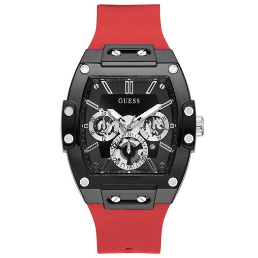 GUESS Mens Casual Multifunction 43mm Watch – White Polycarbonate Case with White Skeleton Dial & White Silicone Strap