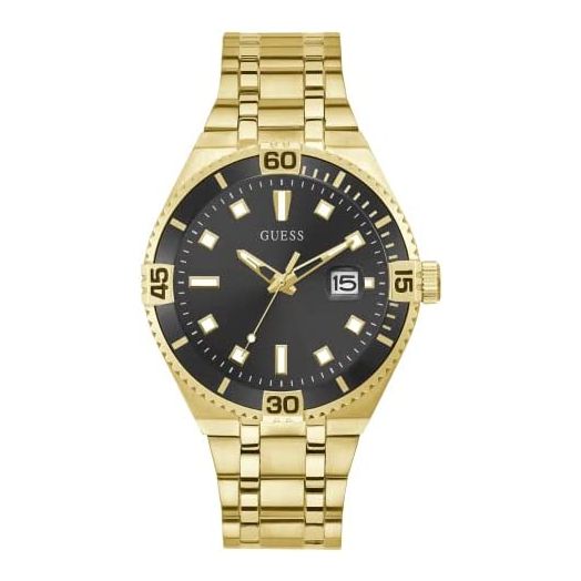 GUESS Men's Quartz Watch with Stainless Steel Strap, Gold, 20 (Model: GW0330G2)