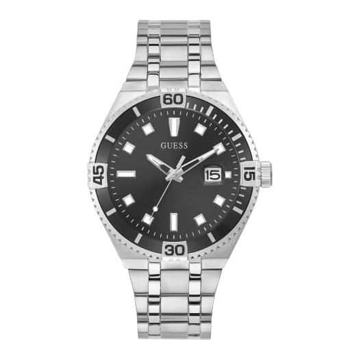 GUESS Men's Quartz Watch with Stainless Steel Strap, Silver, 20 (Model: GW0330G1)