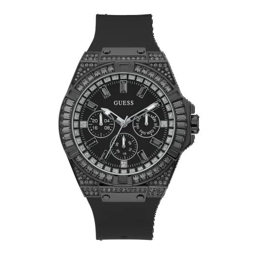 GUESS Men's Stainless Steel Quartz Watch with Silicone Strap