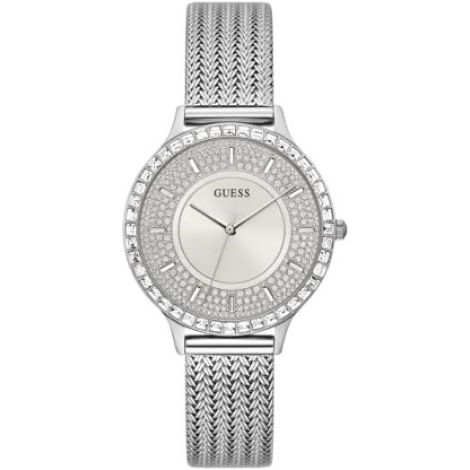 GUESS Women's Quartz Dress Watch with Stainless Steel Strap, Silver, 16 (Model: GW0402L1)