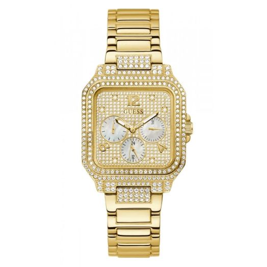 GUESS Genuine Leather Square Watch