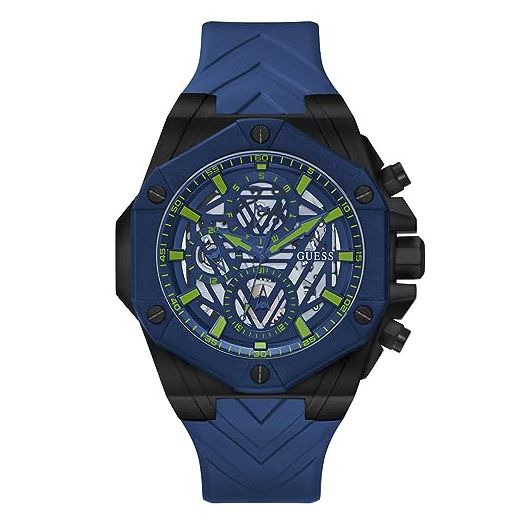 GUESS Men's 47mm Watch - Black Strap Black Dial Black Case