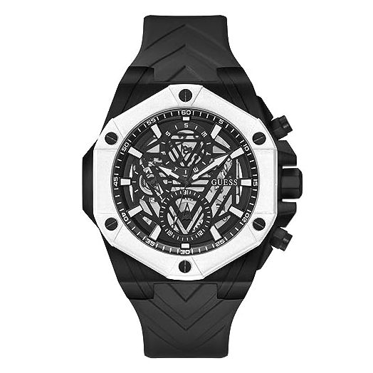 GUESS Men's 47mm Watch - Black Strap Black Dial Black Case