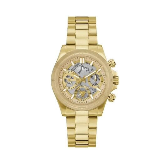 GUESS Ladies 39mm Watch - Gold Tone Strap Clear Dial Two-Tone Case