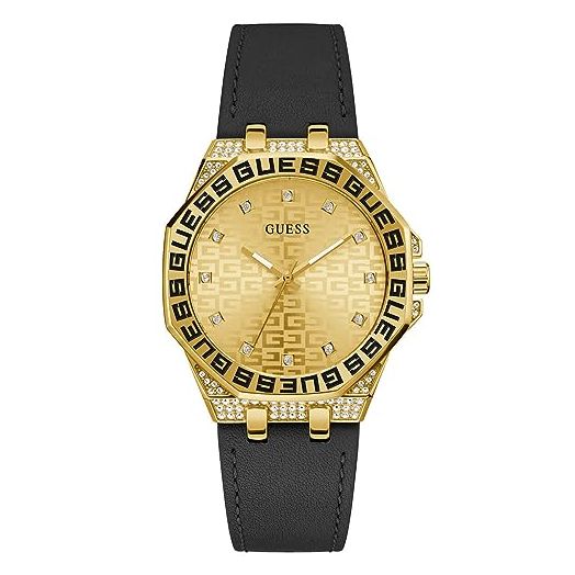 GUESS Ladies 38mm Watch - Brown Strap Rose Gold Dial Rose Gold Tone Case