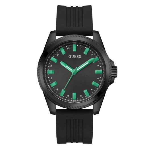 GUESS Men's 44mm Watch - Black Strap Black Dial Black Case