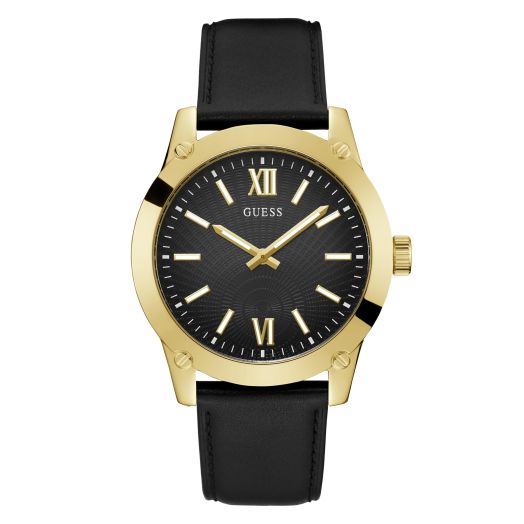 GUESS Men's 44mm Watch - Silver Tone Strap Black Dial Silver Tone Case