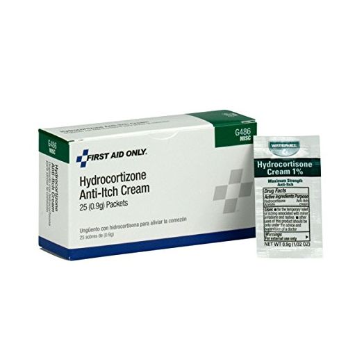 First Aid Only G486 Hydrocortisone Cream Packet (Box of 25)