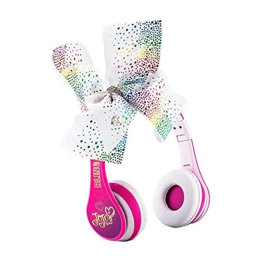 JoJo Siwa Kids Bluetooth Headphones for Wireless Rechargeable Foldable Bluetooth Headphones with Microphone Kid Friendly Sound and Bonus Detachable Cord