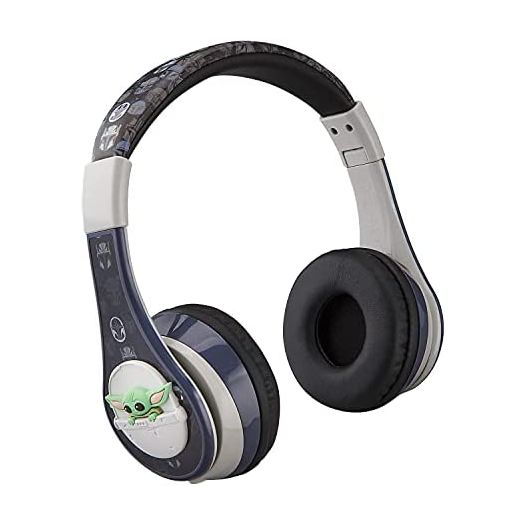 Star Wars The Child Kids Bluetooth Headphones, Wireless Headphones with Microphone Includes Aux Cord, Volume Reduced Kids Foldable Headphones for School, Home, or Travel