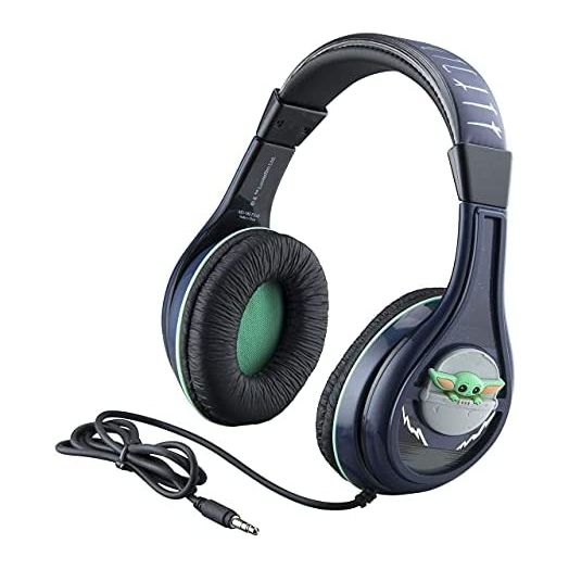 eKids Mandalorian The Child Headphones for Kids, Wired Headphones for School, Home or Travel, Tangle Free Stereo Headphones with Parental Volume Control, Connect via 3.5mm Jack