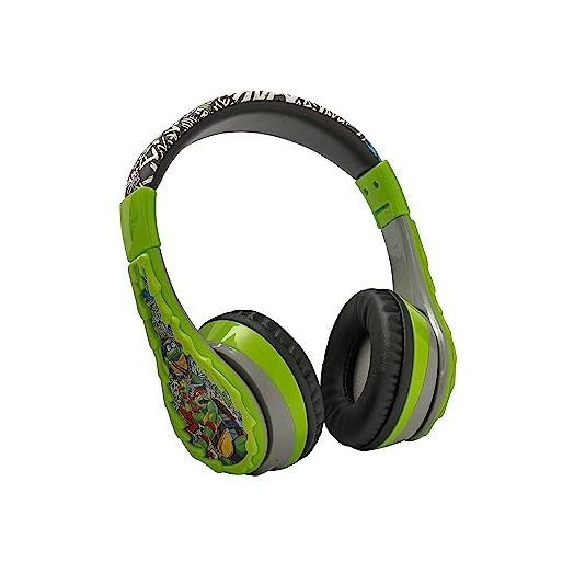 eKids Teenage Mutant Ninja Turtles Wireless Headphones for Kids, Bluetooth Headphones with Microphone Includes Aux Cord, Headphones for School, Home, or Travel