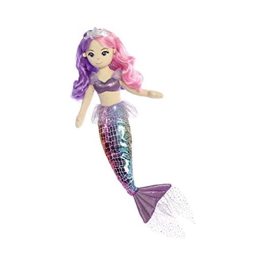 Aurora World Sea Sparkles Rainbow Mermaid Sea Iris Plush, 18 inches