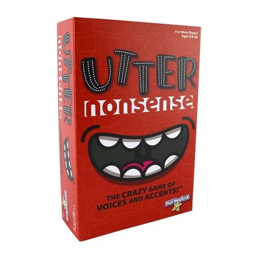 PlayMonster Utter Nonsense, The Crazy Game of Voices and Accents, Ridiculous Family Fun, Ages 8+, 4-20 Players, Red