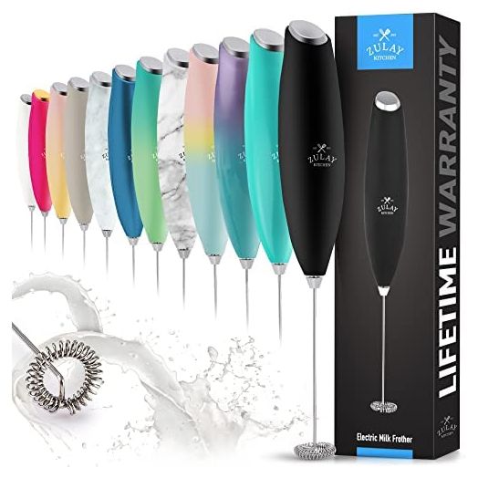 Zulay Milk Frother for Coffee with Upgraded Titanium Motor - Handheld Frother Electric Whisk, Milk Foamer, Mini Blender and Electric Mixer Coffee Frother for Frappe, Latte, Matcha, No Stand - Black