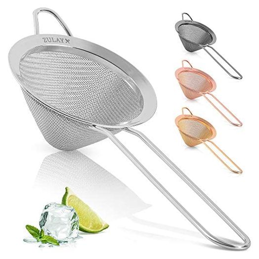 Zulay Stainless Steel Small Strainer - Effective Cone Shaped Cocktail Strainer For Cocktails, Tea Herbs, Coffee & Drinks - Fine Mesh Strainer That Is Rust Proof & Great As A Tea Strainer (Silver)