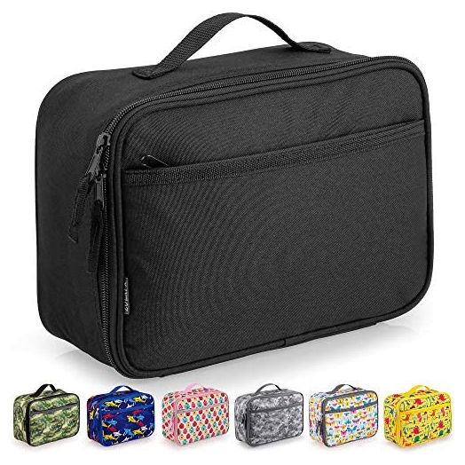 Zulay Insulated Lunch Bag - Thermal Kids Lunch Bag With Spacious Compartment & Built-In Handle - Portable Back To School Lunch Bag For Kids, Boys, & Girls To Keep Food Fresh (Black)