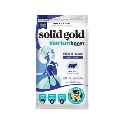Solid Gold Dry Dog Food w/Nutrientboost for Adult & Senior Dogs - Made with Real Beef, Egg, and Pea - Barking at The Moon High Protein Dog Food for Energy, Digestive and Immune Support - 3.75 LB Bag